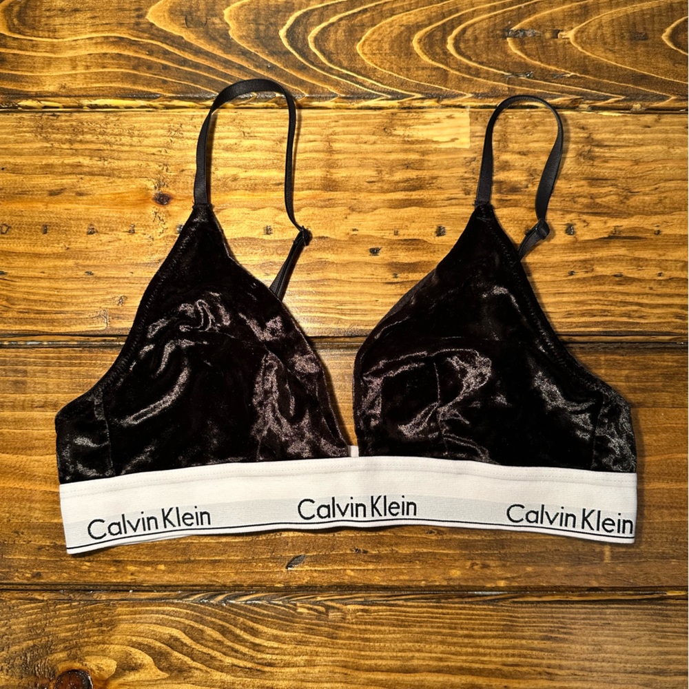Calvin Klein black velvet bralette Medium